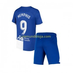 Camisola Atlético Madrid Memphis 9 120 Anniversary Criança Equipamento Primeiro 2022-2023 Manga Curta
